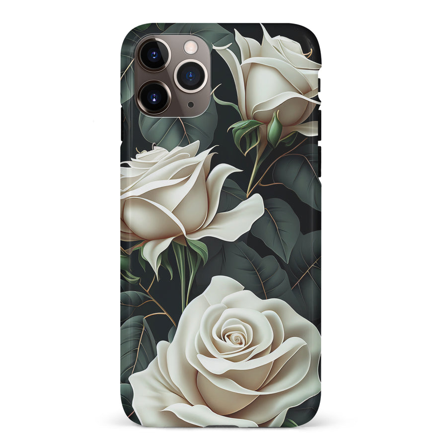 iPhone 11 Pro Max White Roses Phone Case in Green