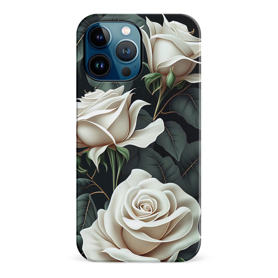 iPhone 12 Pro Max White Roses Phone Case in Green