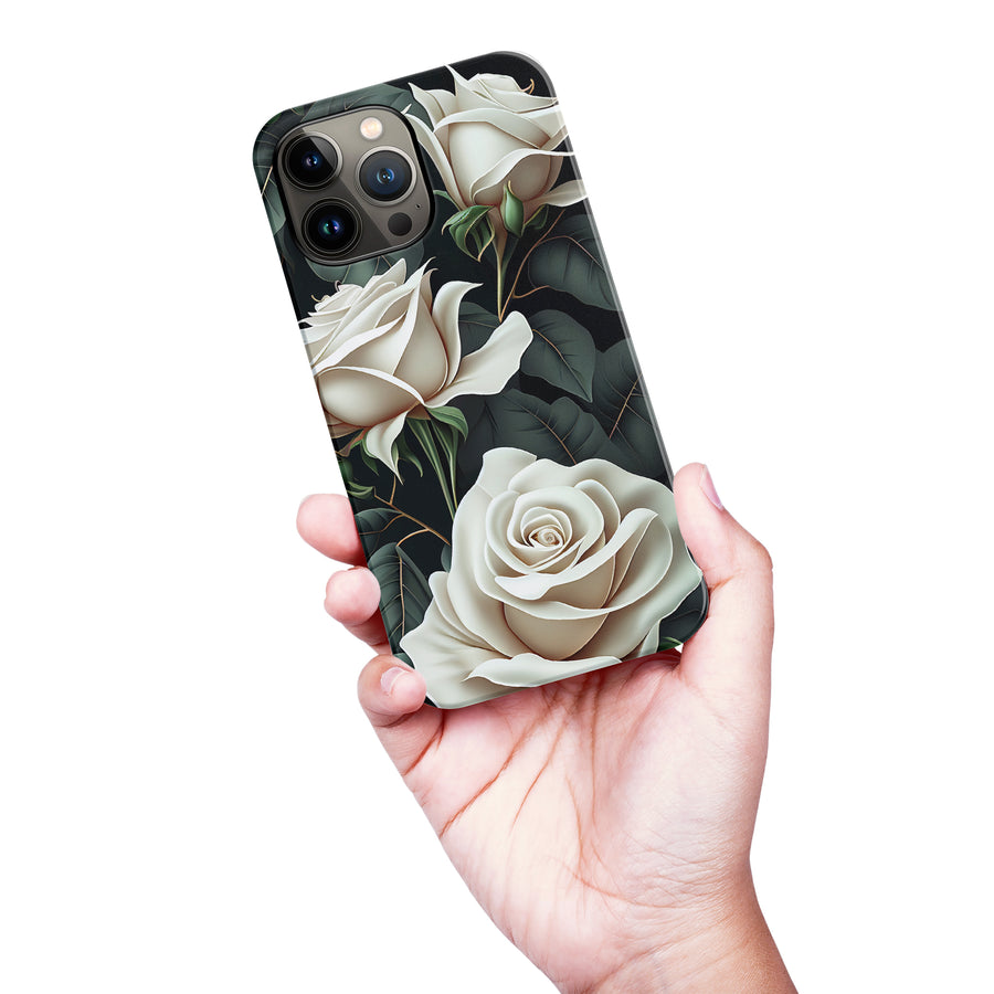 iPhone 13 Pro Max White Roses Phone Case in Green