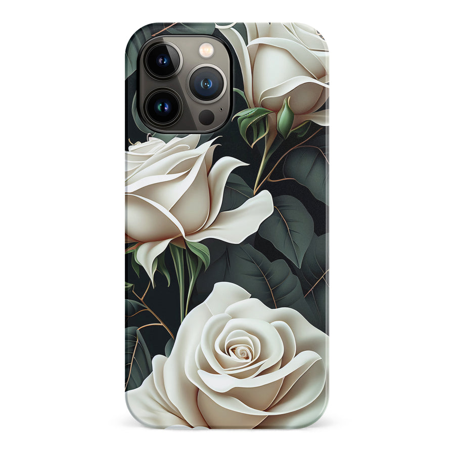 iPhone 13 Pro Max White Roses Phone Case in Green