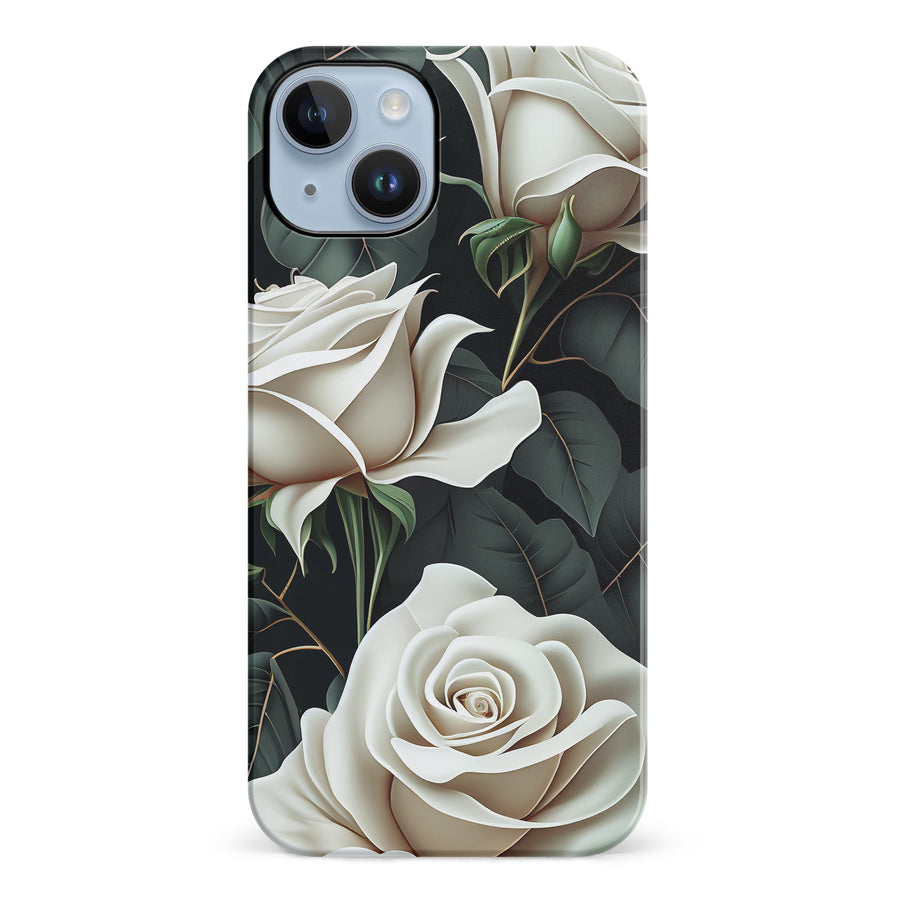 iPhone 14 Plus White Roses Phone Case in Green
